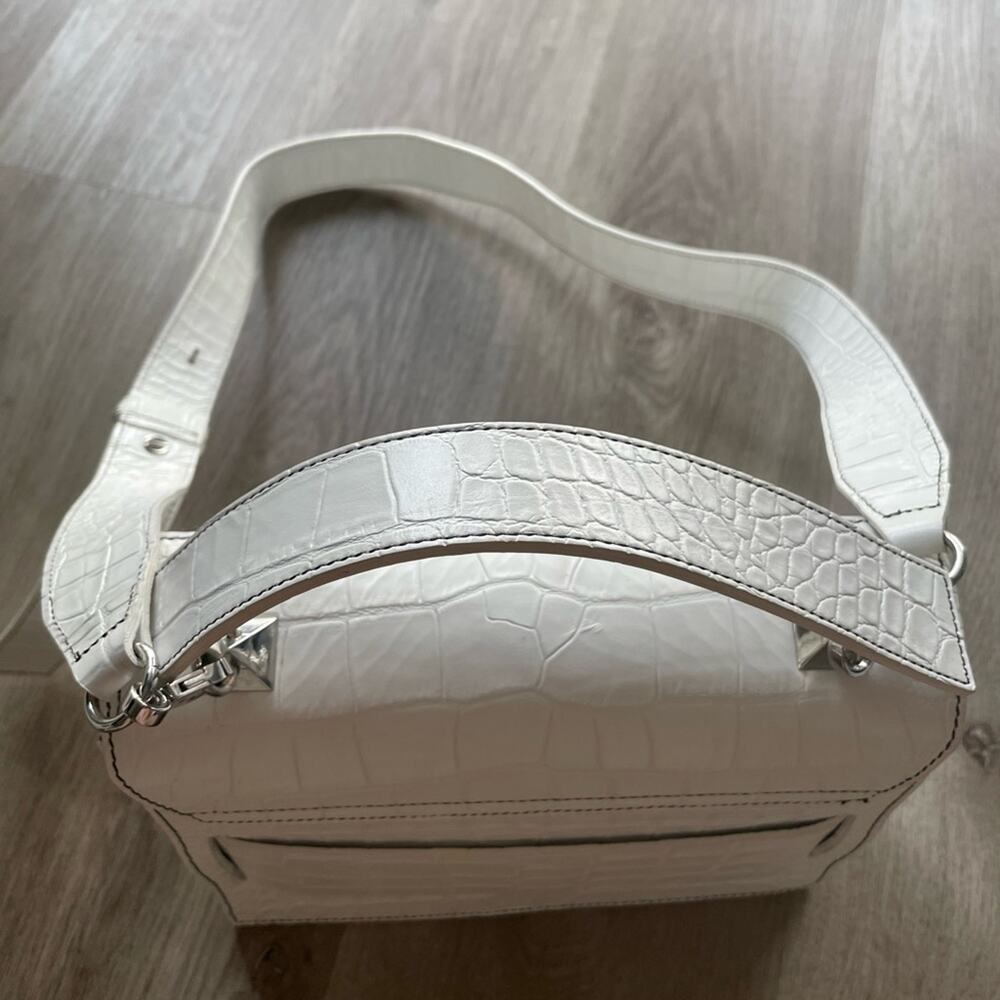 salar gigi white croc embossed leather crossbody shoulder bag purse handbag - Picture 4 of 8